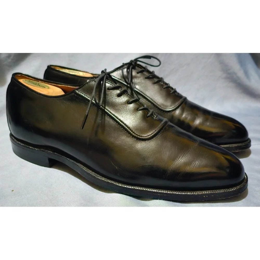 Vtg Johnston & Murphy Crown Aristocraft Derby Shoes 10 D‎ US